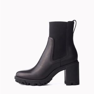 Rag & Bone Black Leather Shiloh High Wedge Boot Size 7.5 37.5